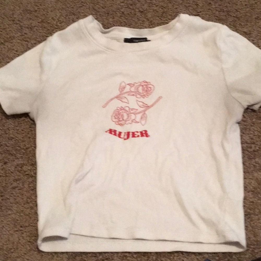 ‘Mujer’ White Crop Top